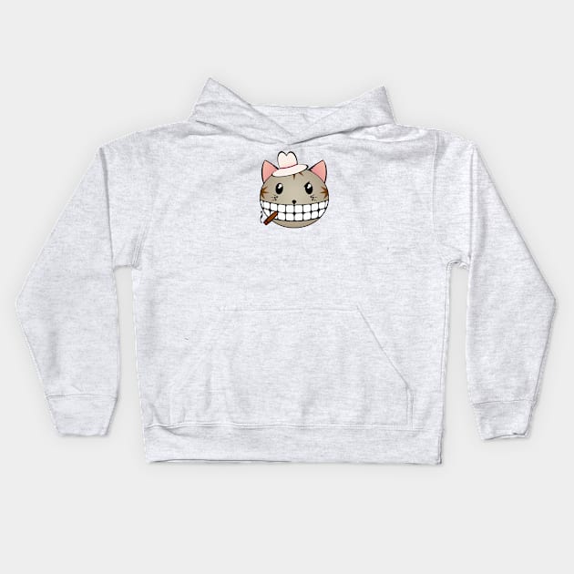 Gangster Cat - Grey Tabby Kids Hoodie by RawSunArt